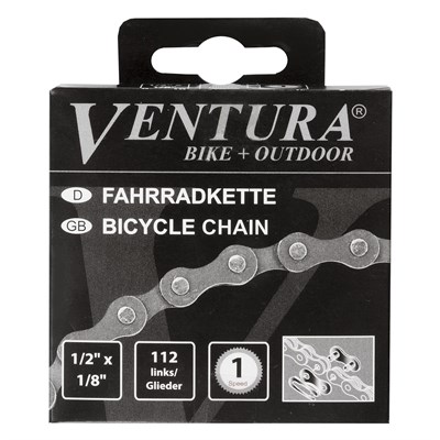 Цепь велосипедная Ventura, 1ск, для дорожных велосипедов, 1/2"x1/8", 112 звеньев. - фото 12866