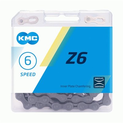 Цепь велосипедная KMC Z6 Grey, 5/6/7  (15/18/21) скоростей, 114 звеньев, 1/2"x3/32", 7,3 мм, серая - фото 13960