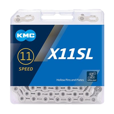 Цепь велосипедная KMC - X11SL 1/2" x 11/128", 118 звеньев, серебристая, 11 скоростей - фото 14052