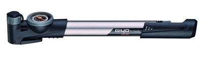 Насос для велосипеда Giyo GP-993 с манометром, компактный алюминиевый, серебристо-черный. - фото 14466
