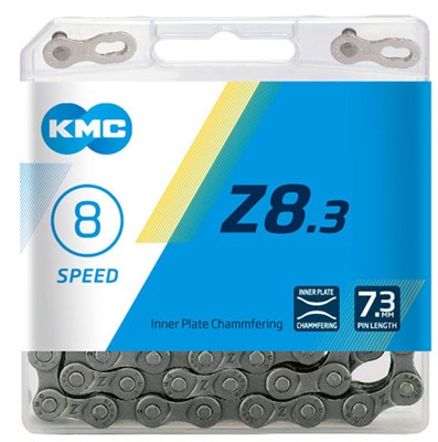 Цепь велосипедная KMC Z8.3 Silver/Grey, 7/8 (21/24) скоростей, 114 звеньев, 1/2"x3/32", серебристо-серая - фото 14698