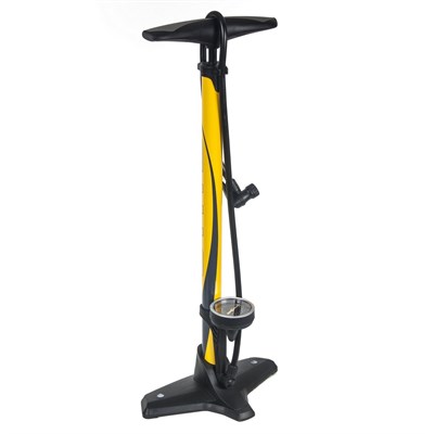 Насос для велосипеда GIYO GF5525 напольный стальной, 11 атм/160psi, большой манометр, “авто/вело” ниппель, цвет: желтый - фото 14849