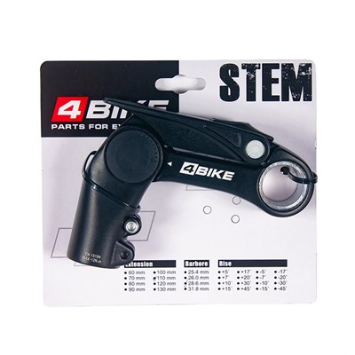 Вынос руля "4BIKE", алюминиевый, TDS-C637, L:110мм, R:0°+80°, D-31.8 мм, черный. Реглируемый, под вилку 1-1/8". ARV000579 - фото 16761
