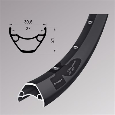 Обод 27,5”, “ROCKY PLUS”, 584x27, 32 спицы, 575 гр, f/v, двойной, пистонированный, черный.  RD27b32e-RP