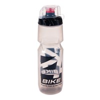 Велобутылка 4BIKE 553PLA 0,8 л, чёрная полупрозрачная, с защитным колпачком.